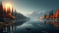 Stunning 8k Footage Of Crescent Lake In Autumn With Fog