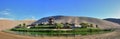 Crescent lake in Mingsha Shan Echo Sand Mountain near Dunhuang city, Gansu province, China. Royalty Free Stock Photo