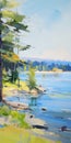 Vibrant Airy Scenes: Crescent Lake Painting In Iryna Yermolova Style