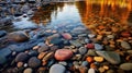 Captivating Fall Time Photography Of Crescent Lake Stream With Small River Stones