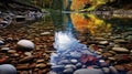 Captivating Fall Time Photography Of Crescent Lake Stream With Small River Stones