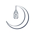 Crescent Lantern Outline Symbol Illustration Graphic Design