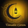 Crescent and lantern to light the holy Muslim