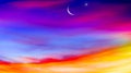 Crescent moon with beautiful sunset background . Generous Ramadan Royalty Free Stock Photo