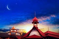 Light from sky . Religion background . city silhouette mosque