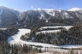 Crescent Moon Bend or Yue Liang Wan in Winter, Kanas Lake, Kanas Nature Reserve, Xinjiang, China Royalty Free Stock Photo