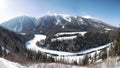 Crescent Moon Bend or Yue Liang Wan in Winter, Kanas Lake, Kanas Nature Reserve, Xinjiang, China Royalty Free Stock Photo