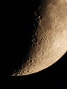 Crescent moon bottom edge impact crater closeup