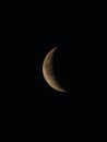 Crescent moon close up with shadows and craters Royalty Free Stock Photo
