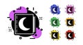 Crescent moon icon vector set in colorful frames for design and decoration with night and celestial theme Royalty Free Stock Photo