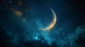 Crescent Moon Illuminating the Night Sky Royalty Free Stock Photo