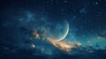 Crescent Moon Illuminating the Night Sky Royalty Free Stock Photo