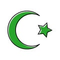 crescent moon islam muslim color icon vector illustration