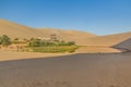 Crescent Moon Lake at Singing Sands Dune near Dunhuang, Gansu Province, Chi