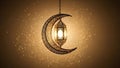 Crescent Moon Lantern with Sparkles Royalty Free Stock Photo