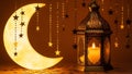 Crescent Moon and Lantern with Stars Royalty Free Stock Photo