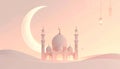 The crescent moon and lanterns are symbolic of Ramadan, a significant month in Islam marked by fasting, reflection, and prayer. Royalty Free Stock Photo