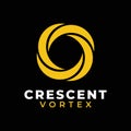 Crescent Moon Light Vortex Hurricane Logo Design