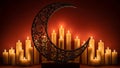 Crescent Moon with Lit Candles Royalty Free Stock Photo