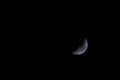 Crescent moon on the moonless night