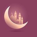 Crescent Moon With Mosque Silhouette Islamic Background