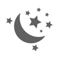 Crescent, moon, night icon. Gray vector graphics Royalty Free Stock Photo