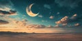 Crescent Moon Night Sky Landscape Royalty Free Stock Photo