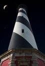 Crescent Moon over North Carolina`s Cape Hatteras Lighthouse Royalty Free Stock Photo