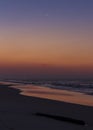 Crescent Moon Over Sunrise Alabama Beach Royalty Free Stock Photo