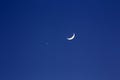 Crescent moon and planet venus Royalty Free Stock Photo