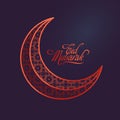 Crescent Moon on purple background for Islamic Holy Festival, Eid Mubarak