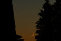 The crescent moon rising in the evening Royalty Free Stock Photo