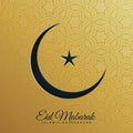 Crescent moon and star on golden background for eid festival Royalty Free Stock Photo