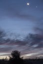 Crescent moon and venus on a beautiful dawn background Royalty Free Stock Photo