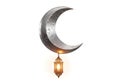 Crescent moon wall sconce with hanging lantern Royalty Free Stock Photo