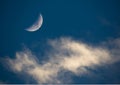 Crescent Moon and Wispy Clouds