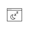 Crescent moon and zz sleep symbols in web browser. Dark mode, night settings. Pixel perfect vector icon