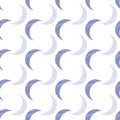 Crescent moons simple seamless vector pattern in white and blue