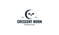 Crescent with owl eyes logo design