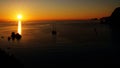 Sunset on Half moon bay beach on Ponza Island in Italy