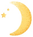 Crescent and star icon. Moon in trendy testured style