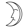 Crescent thin line icon. Moon face vector illustration isolated on white. Moon phase outline style design, designed for Royalty Free Stock Photo