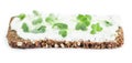 Cress with Cheese on a slice of bread on white Royalty Free Stock Photo