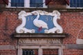 Crest on a ancient building named Swaensteyn from 1512 which is in Voorburg the Netherlands and used for meeting of the City Counc