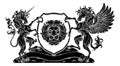 Coat of Arms Crest Pegasus Unicorn Lion Shield Royalty Free Stock Photo