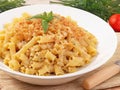 Creste di gallo pasta close up food background Royalty Free Stock Photo