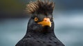 Crested Auklet With A Mohawk In The Style Of The Mona Lisa