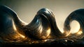 Cresting Curvey Metallic Waves Background