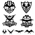 Crests set with eagles vector design template