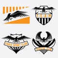 crests set with eagles vector design template